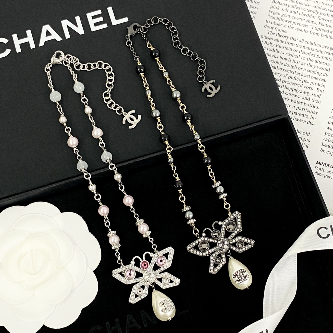 Chanel Black & Silver Crystal Butterfly Beaded Necklace 8 i1755594181 6818 7