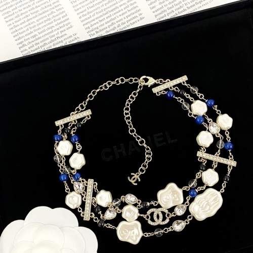 Chanel Cloud Mother-of-Pearl Double C Blue Glazed Beaded Multi-Layer Necklace 1 Chanel Cloud Mother-of-Pearl Double C Blue Glazed Beaded Multi-Layer Necklace
