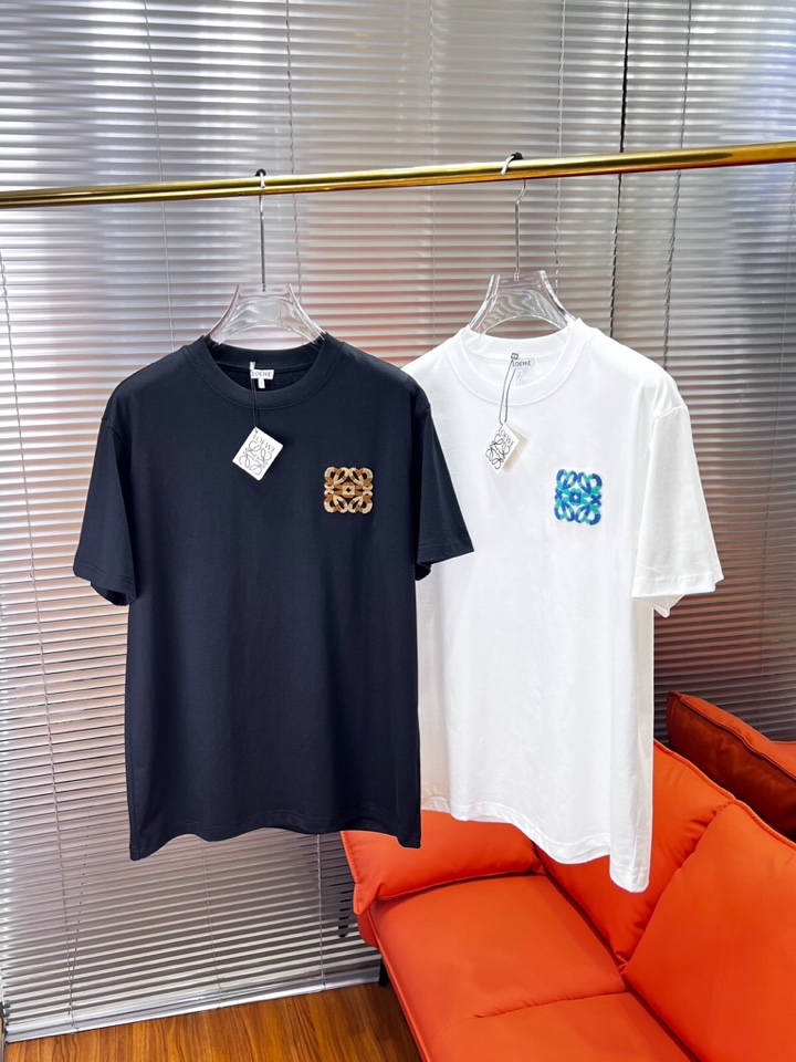  LOEWE 罗意威25ss新款短袖圆领T恤，男女同款情侣款，定制260克100％双纱纯棉面料·定染32