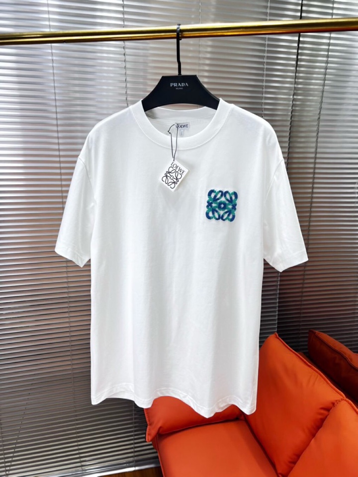  LOEWE 罗意威25ss新款短袖圆领T恤，男女同款情侣款，定制260克100％双纱纯棉面料·定染32