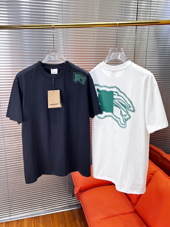  Burberry 巴宝莉25ss新款短袖圆领T恤，男女同款情侣款短袖圆领t恤 ·定制260克100％双