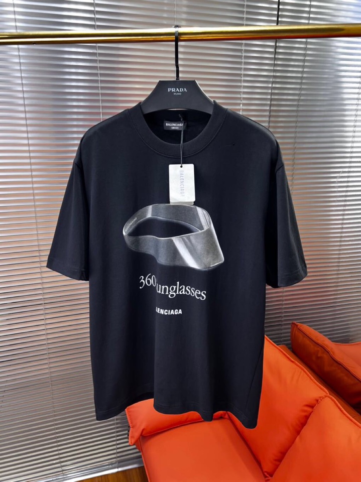  BALENCIAGA 巴黎世家25ss新款短袖圆领T恤，男女同款情侣款，定制260克100％双纱纯棉面