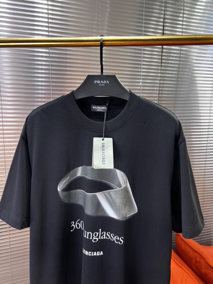  BALENCIAGA 巴黎世家25ss新款短袖圆领T恤，男女同款情侣款，定制260克100％双纱纯棉面