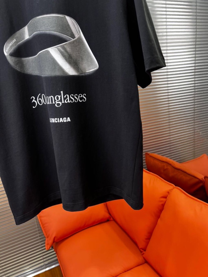  BALENCIAGA 巴黎世家25ss新款短袖圆领T恤，男女同款情侣款，定制260克100％双纱纯棉面