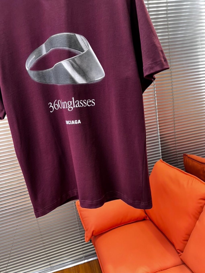  BALENCIAGA 巴黎世家25ss新款短袖圆领T恤，男女同款情侣款，定制260克100％双纱纯棉面