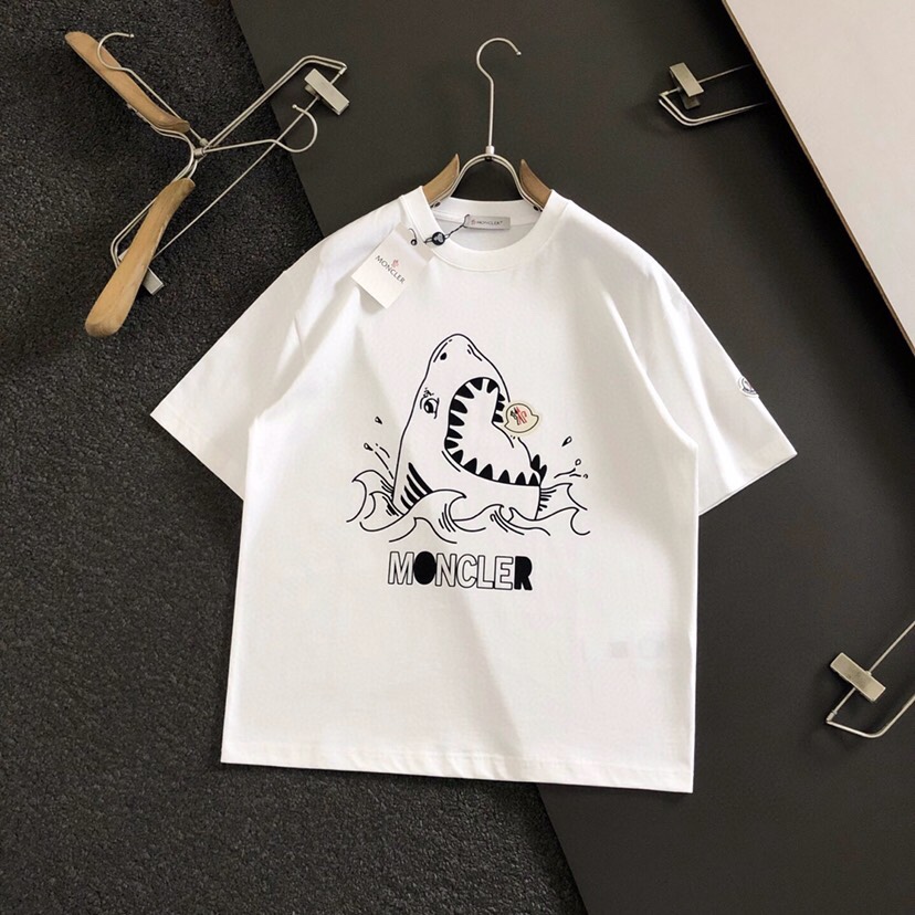  Moncler  蒙口顶级黑白字母贴鲨鱼短袖圆领T恤，精致工艺面料，顶级元素融合打造，经典短袖3标齐全