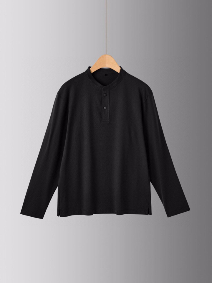  Ermenegildo Zegna 杰尼亚2025秋冬亨利领长袖T恤，美式复古经典领子，随着时间推移，