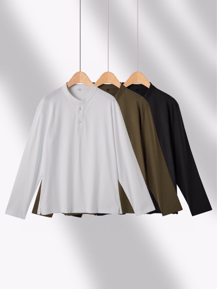  Ermenegildo Zegna 杰尼亚2025秋冬亨利领长袖T恤，美式复古经典领子，随着时间推移，