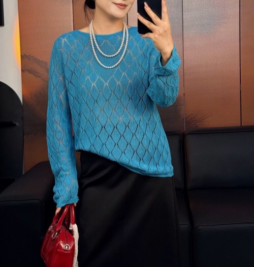 Elegant Paper Yarn Knitted Cover-Up with Diamond Pattern - Lightweight & Breathable 1 Elegant Paper Yarn Knitted Cover-Up with Diamond Pattern - Lightweight & Breathable