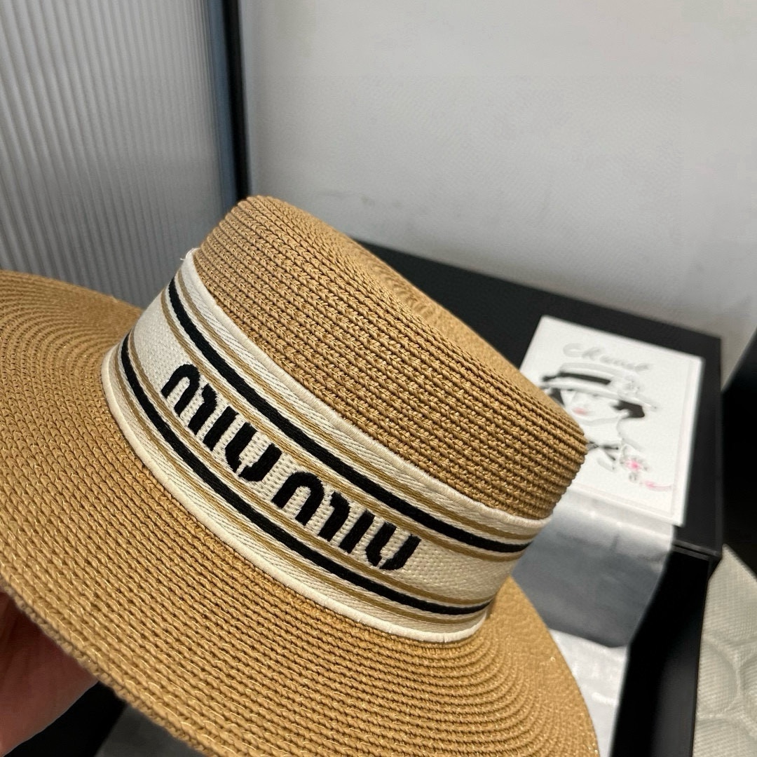 🆕

缪缪新款草帽，平顶礼帽台湾PP草，头围57cm