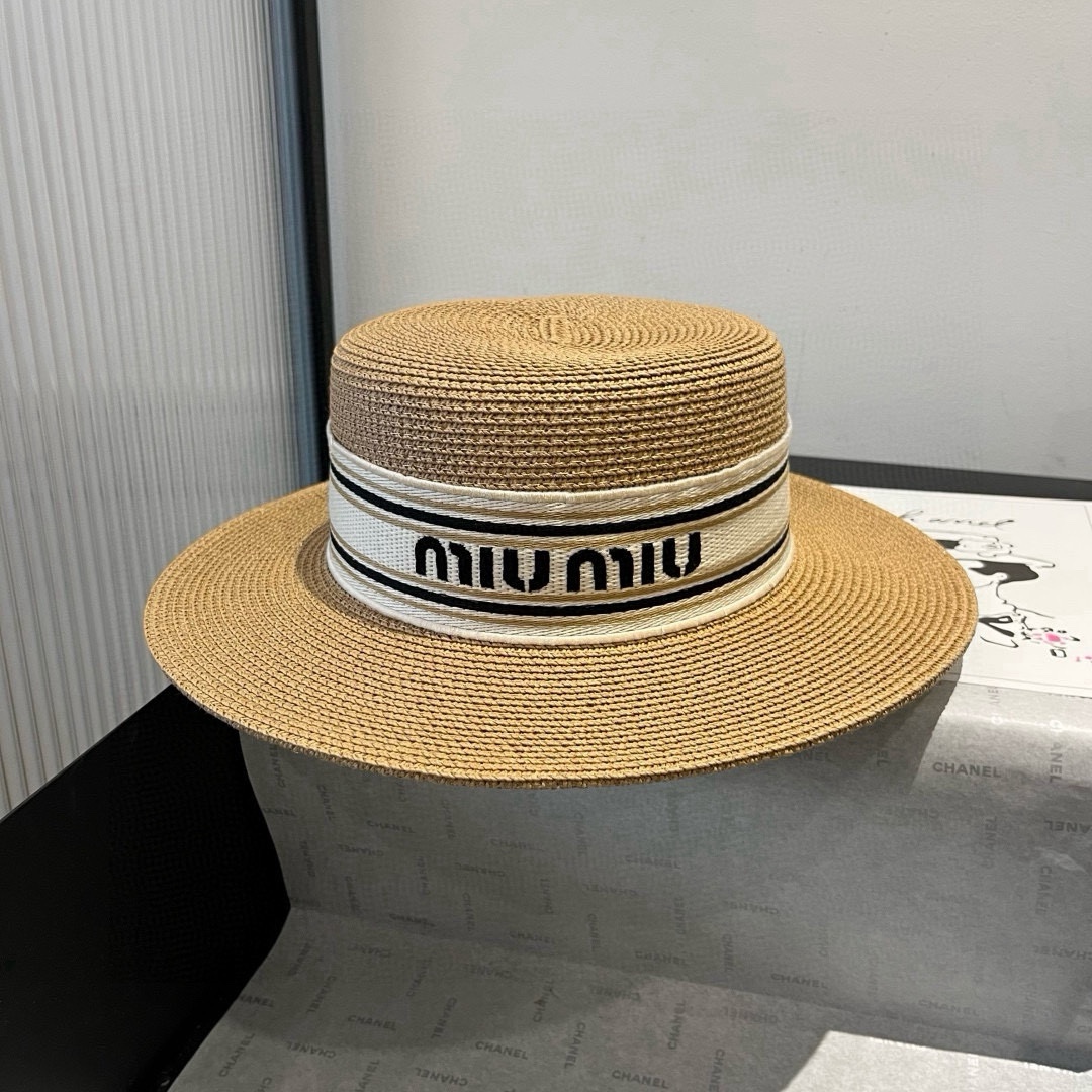 🆕

缪缪新款草帽，平顶礼帽台湾PP草，头围57cm