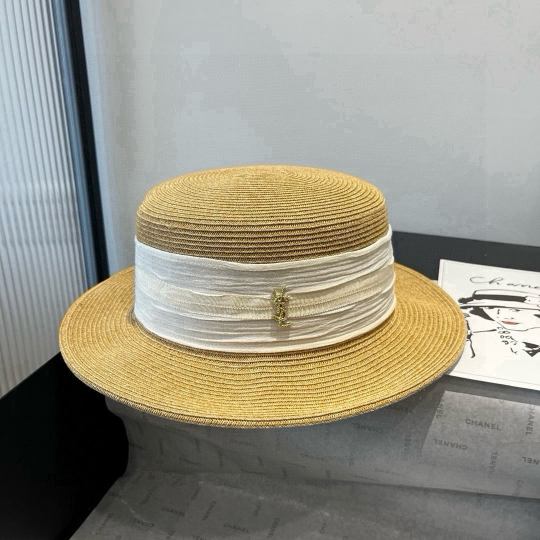 🆕

圣罗兰新款平顶遮阳帽，遮阳草帽，头围57cm