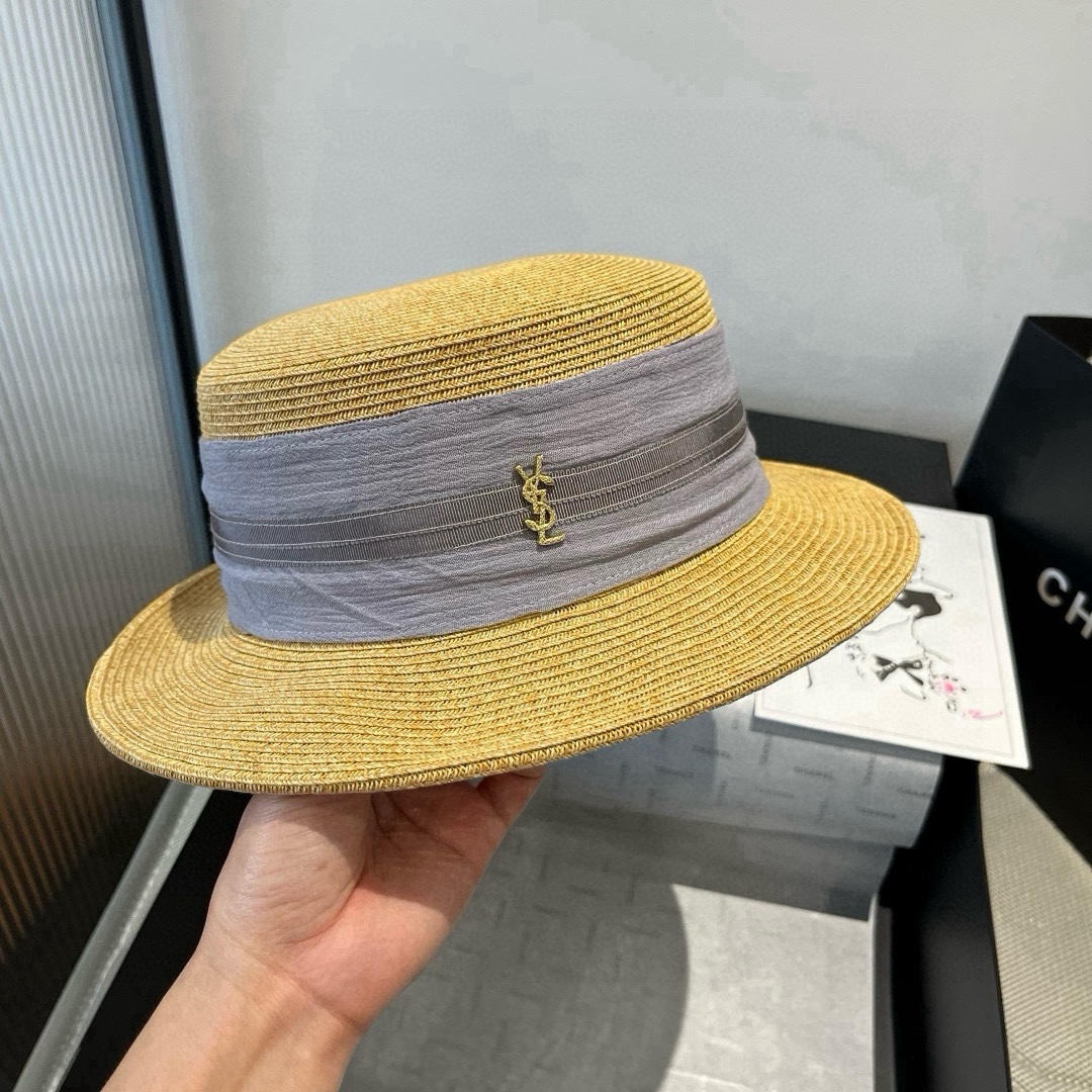 🆕

圣罗兰新款平顶遮阳帽，遮阳草帽，头围57cm