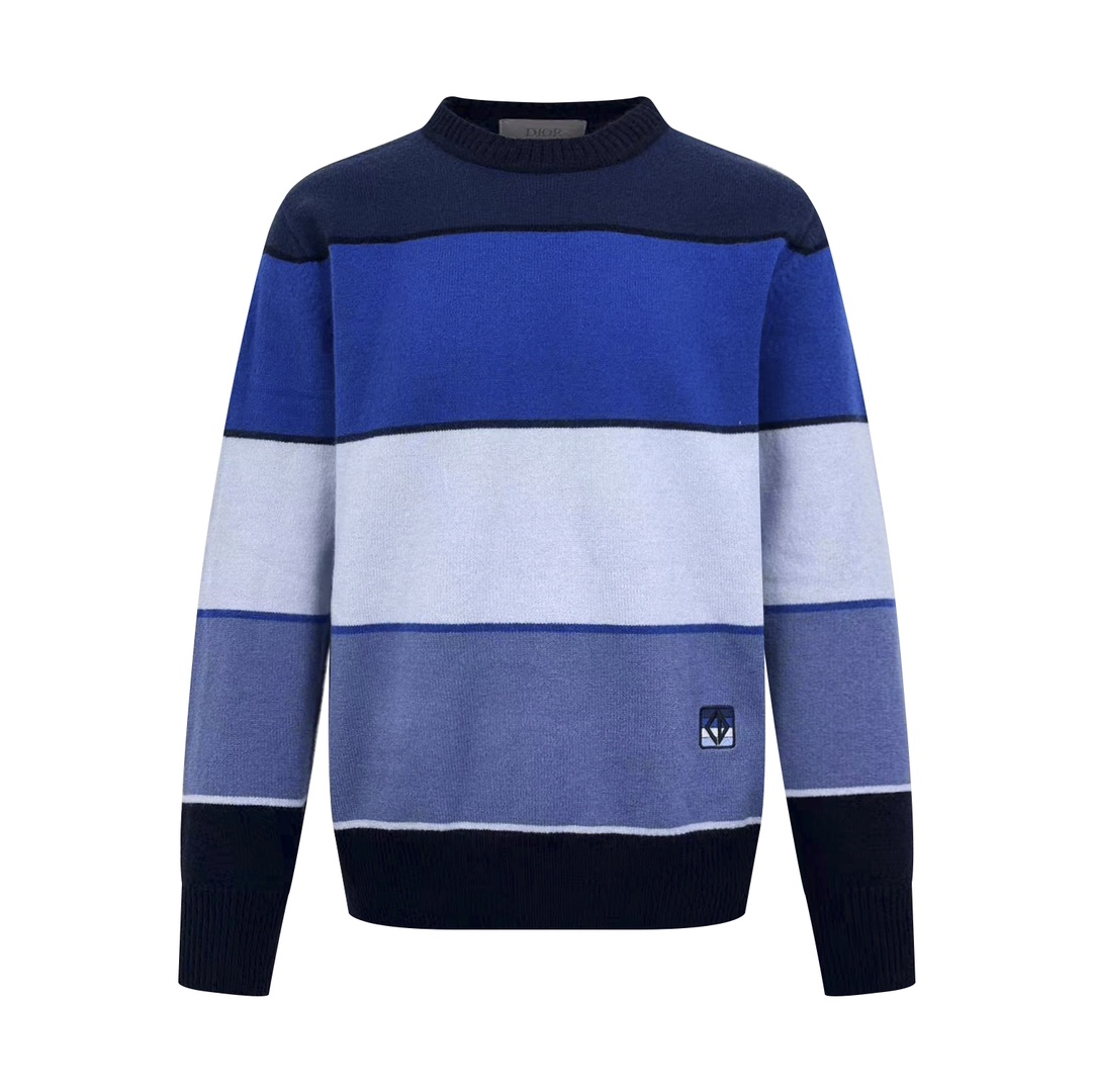 NO:513389,.Dior Diamond patch color-blocked sweater, fixed-woven blue rhyme cashmere cotton blend, delicate and soft, crisp texture, comfortable skin, inspired by blue rhyme, exquisite interweaving of various blue layers, like the painter's carefully matched color plate, each touch of blue contains unique emotions and charm, Dior Diamond patches are inlaid on the sweater, with simple and tense lines, outline the classic logo of the Dior brand, each strand of fiber contains luxury and nobility, an unparalleled visual feast, unlocking a new trend of fashion, Craft 1 is composed of jacquard from Germany imported machine, precisely control the arrangement and interweaving of yarns carefully intertwined on the loom, forming a color-blocking contour Craft 2: Using imported machine embroidery technology, use advanced computer control systems and precise mechanical components to achieve Dior patch embroidery operation, high precision  Fluent and delicate lines Craft 3: Washing and softening and deodorizing process for laundry washing and deodorizing clothes through professional washing equipment and specific detergents Improve the feel and appearance of clothes Accessories Customized 1:1 Dior trademark Sizes S M L XL,,dior,sweaters,alexander wang19860909.Dior Diamond 补丁拼色毛衣 定织蓝韵山羊绒棉混纺料 细腻柔软 质感挺括 舒适贴肤 以蓝韵为灵感源泉 多种蓝色层次精妙交织 如同画家精心调配的色板 每一抹蓝都蕴含着独特的情感与韵味 Dior Diamond补丁镶嵌在毛衣之上 以简洁而富有张力的线条 勾勒出Dior品牌的经典标识 每一缕纤维都蕴藏着奢华与高贵 一场无与伦比的视觉盛宴 解锁时尚新境 工艺1德国进口机提花组织而成 精确地控制纱线的排列和交织方式 在织机上精心交织 形成拼色廓形 工艺2: 采用进口机刺绣工艺 使用先进的计算机控制系统和精密的机械部件 实现Dior 补丁刺绣作业 精度高 线条流畅而细腻 工艺3: 成衣洗水加软去味工艺 通过专业的洗涤设备和特定的洗涤剂 对衣物进行深度清洁和去味处理 改善衣物的手感和外观 辅料 定制1:1 Dior 商标 版型 宽松版型 尺码 S M L XL,,dior,sweaters,alexander wang,Men's clothing