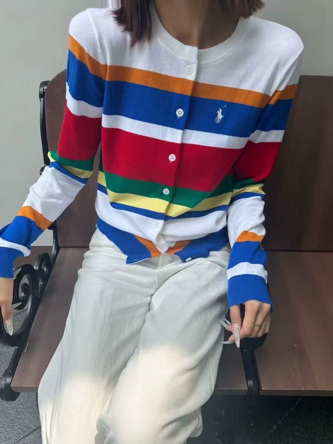 Striped Merino Wool Cardigan with Embroidered Pony Logo - Luxury Knitwear 2 i1755755809 3213 1