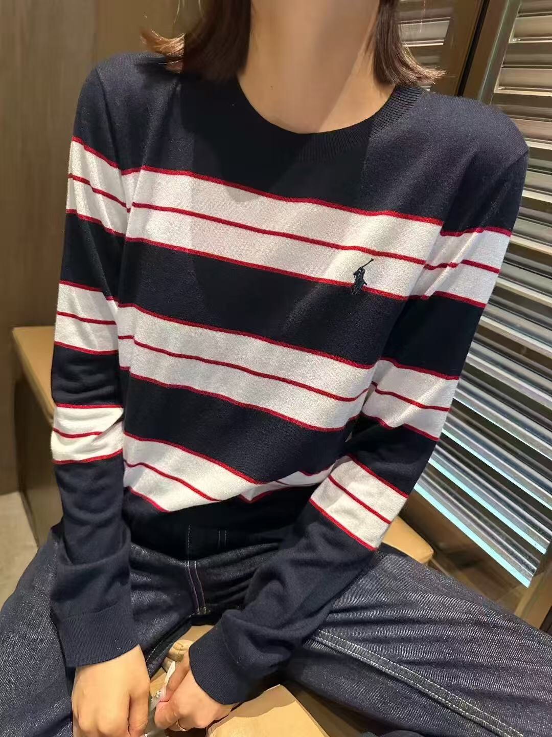Striped Merino Wool Sweater with Embroidered Logo, Classic Fit 4 i1755758143 2403 3