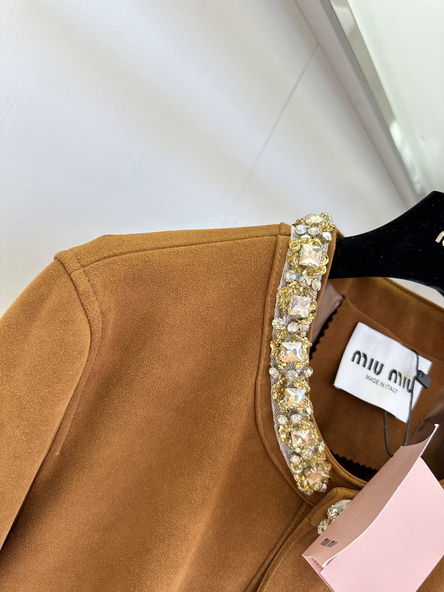 Miu Miu Lambskin Leather Jacket with Beaded Floral Trim - Soft & Luxurious 6 i1755764554 2364 4