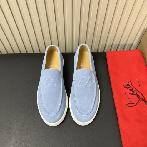 Christian Louboutin Men's Casual Loafers in Blue Suede Leather 1 Christian Louboutin Men's Casual Loafers in Blue Suede Leather