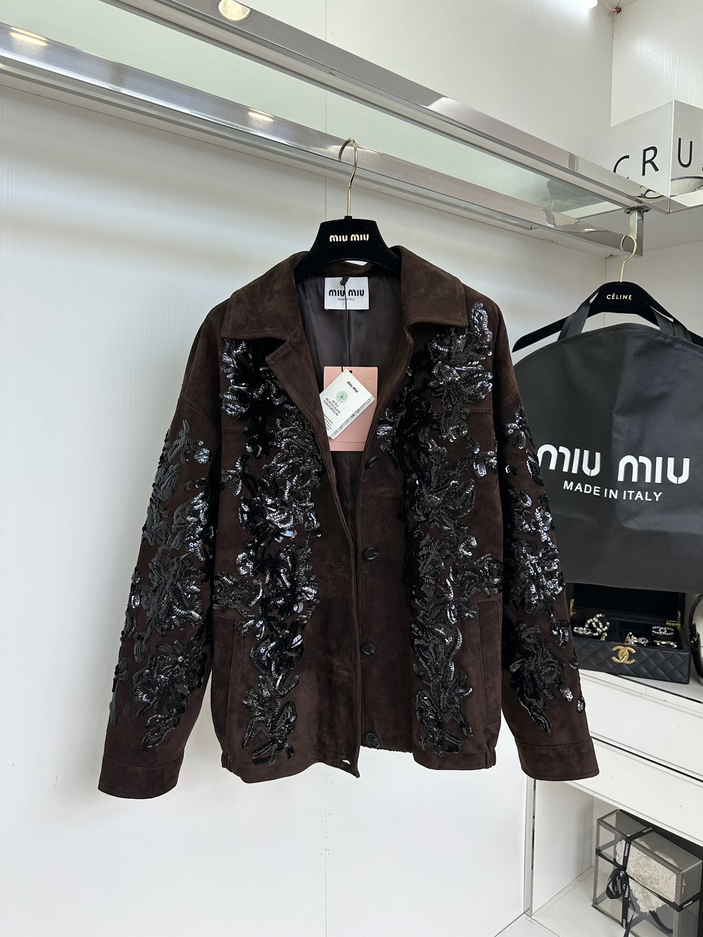 Miu Miu Heavy Industry Sequin Suede Leather Jacket - Luxurious Italian Design 5 i1755764979 6038 3