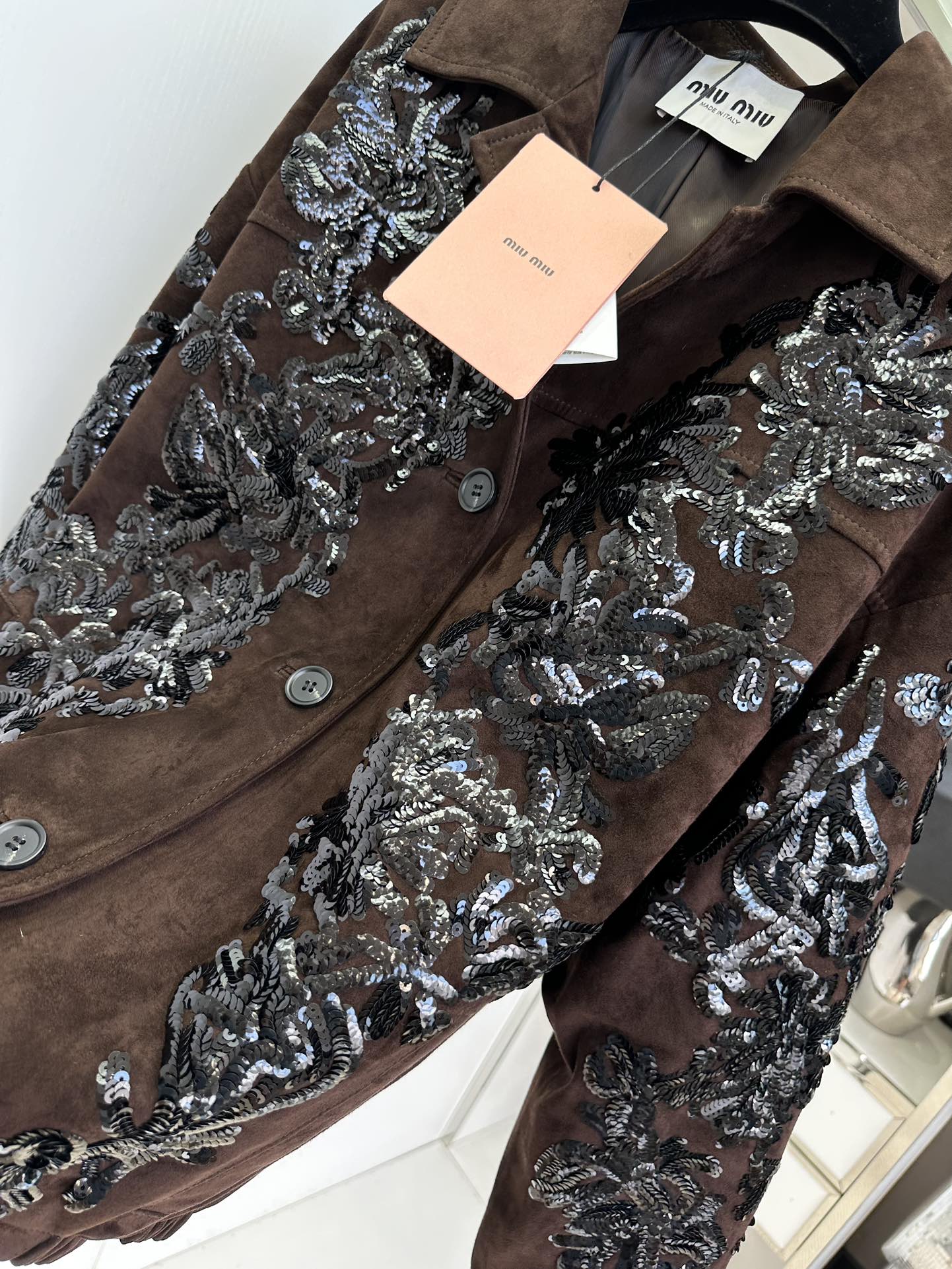 Miu Miu Heavy Industry Sequin Suede Leather Jacket - Luxurious Italian Design 9 i1755764979 690 7