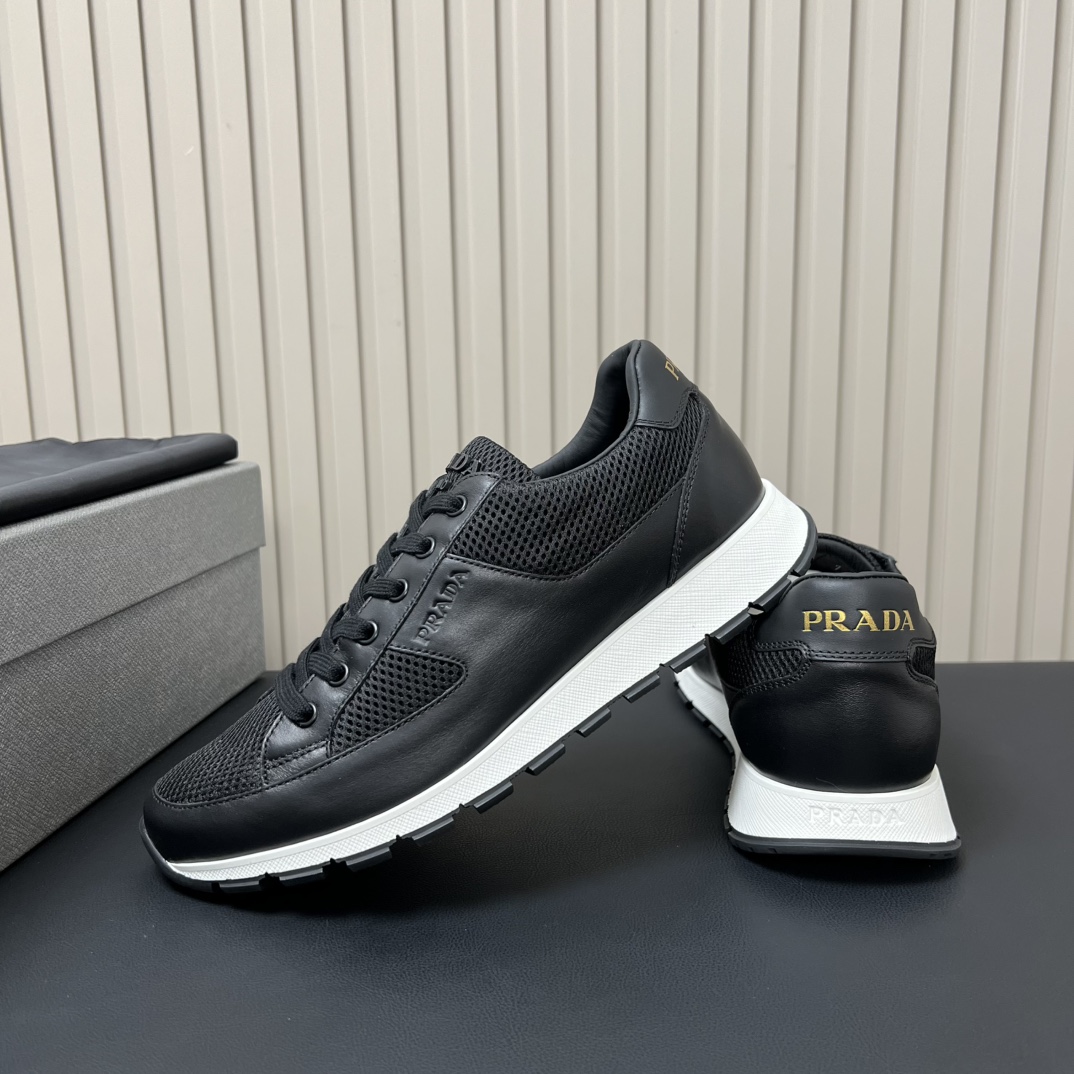Prada Men's Black Leather Trim Mesh Lace-Up Low Top Sneakers 8 i1755765777 1342 6