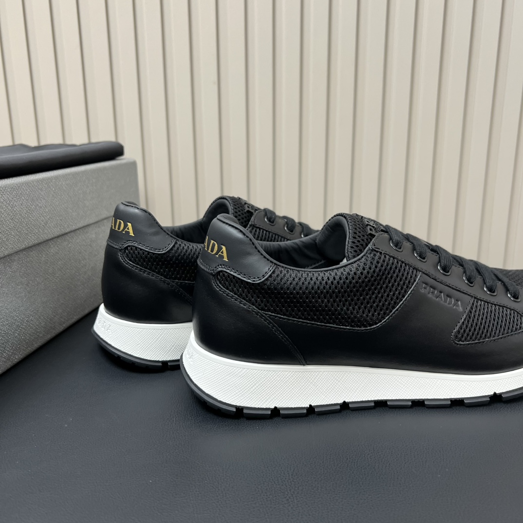 Prada Men's Black Leather Trim Mesh Lace-Up Low Top Sneakers 7 i1755765777 2107 5