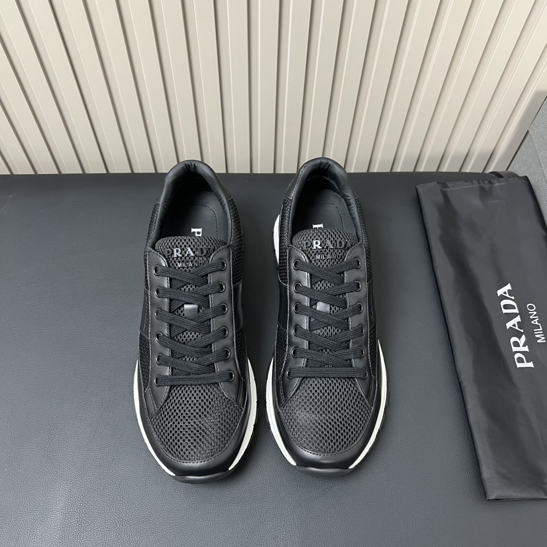 Prada Men's Black Leather Trim Mesh Lace-Up Low Top Sneakers 2 i1755765777 3416 0
