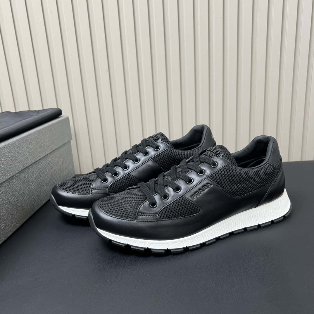 Prada Men's Black Leather Trim Mesh Lace-Up Low Top Sneakers 4 i1755765777 4743 2