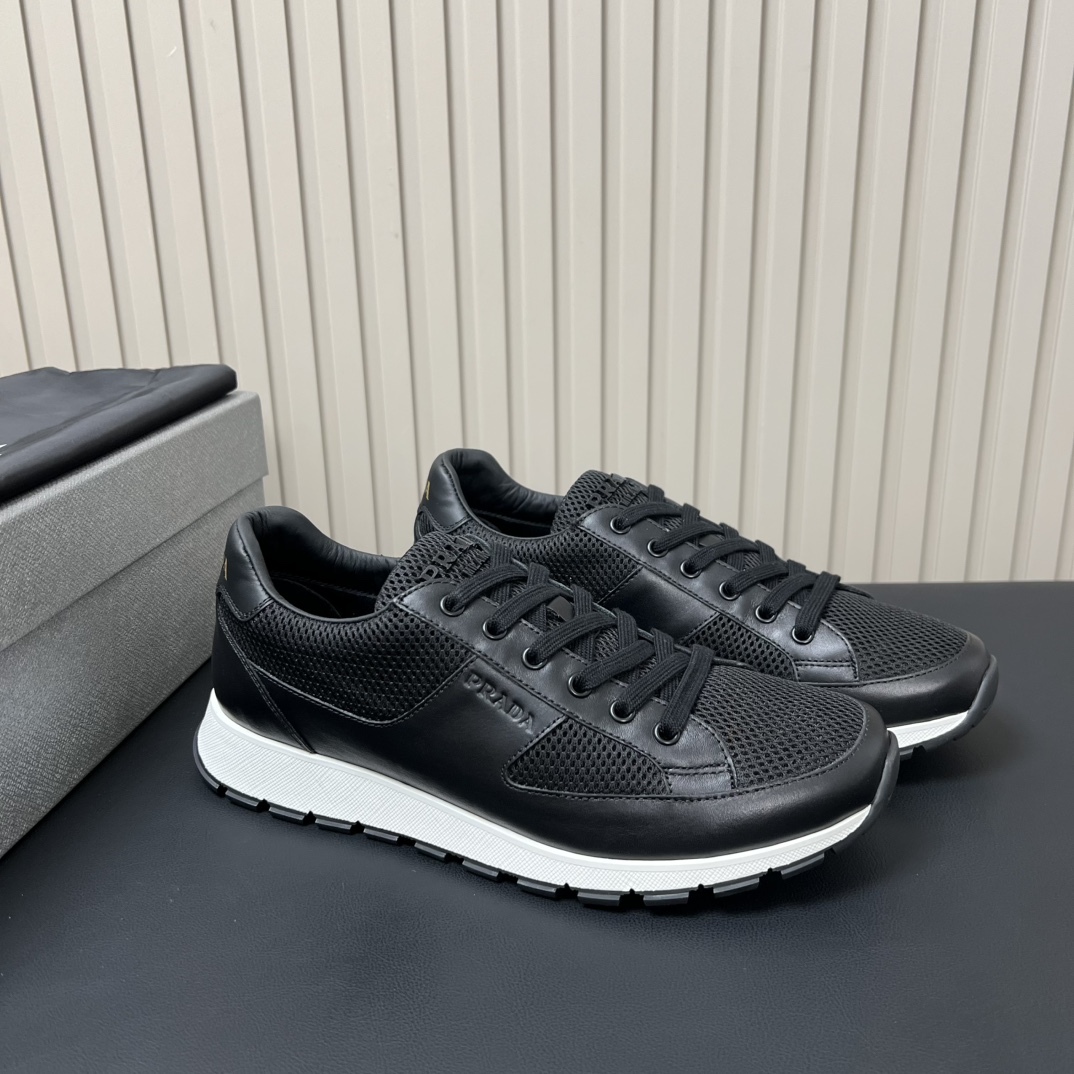 Prada Men's Black Leather Trim Mesh Lace-Up Low Top Sneakers 3 i1755765777 5747 1