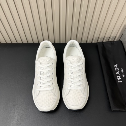 Prada Men's White Mesh and Leather Sneakers with Rubber Sole 1 Prada Men's White Mesh and Leather Sneakers with Rubber Sole