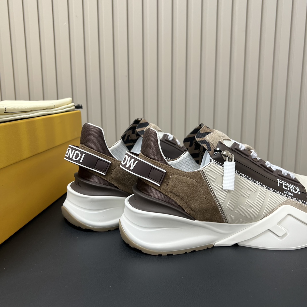 Fendi Flow Sneakers in Apricot Leather with FF Motif Lycra Details 7 i1755765966 1771 5