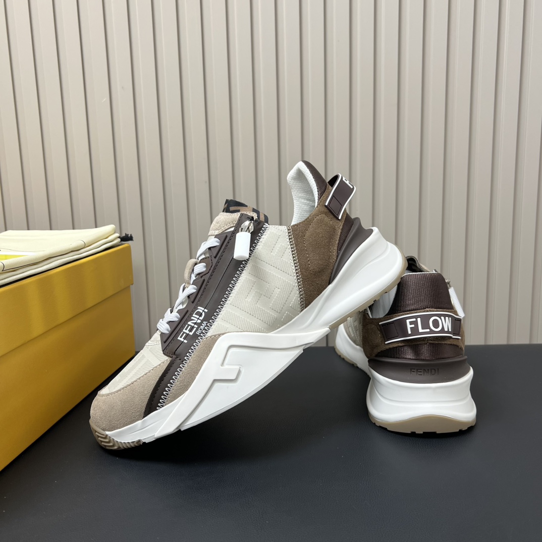 Fendi Flow Sneakers in Apricot Leather with FF Motif Lycra Details 8 i1755765966 3158 6