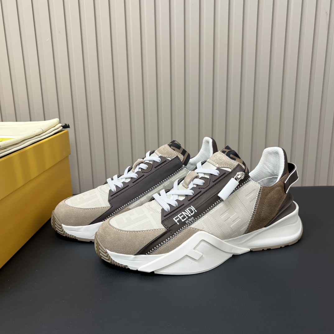 Fendi Flow Sneakers in Apricot Leather with FF Motif Lycra Details 4 i1755765966 601 2