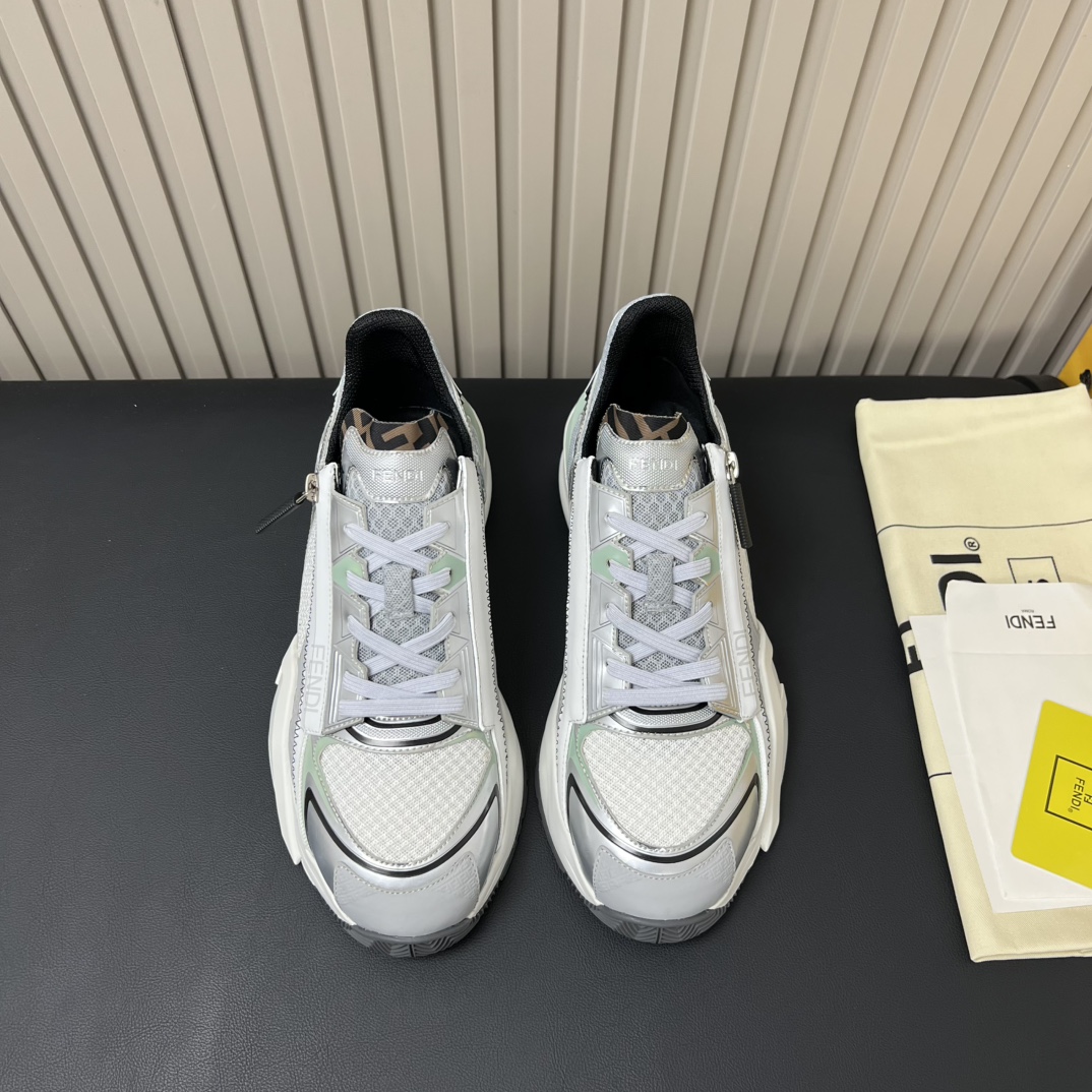 Fendi Flow Baskets en cuir abricot avec détails FF et semelle en TPU