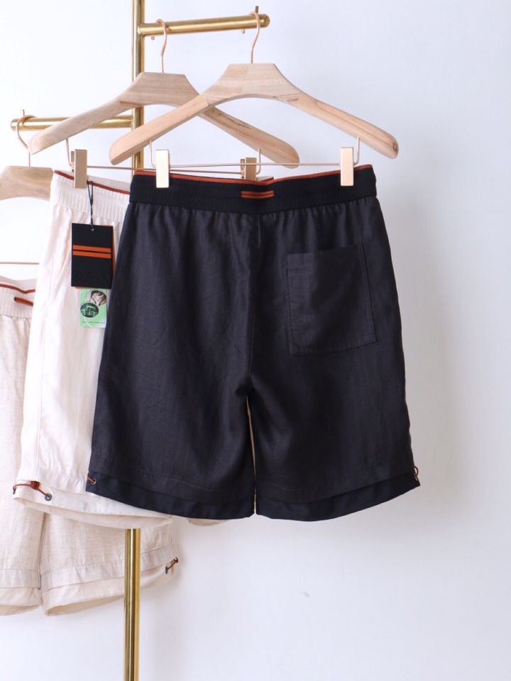  Ermenegildo Zegna 杰尼亚拼接天丝麻老钱风五分裤短裤，Z家男士人字纹，天丝亚麻混纺休闲