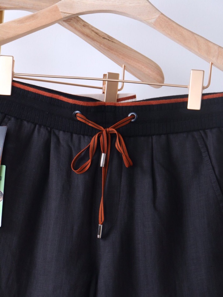  Ermenegildo Zegna 杰尼亚拼接天丝麻老钱风五分裤短裤，Z家男士人字纹，天丝亚麻混纺休闲