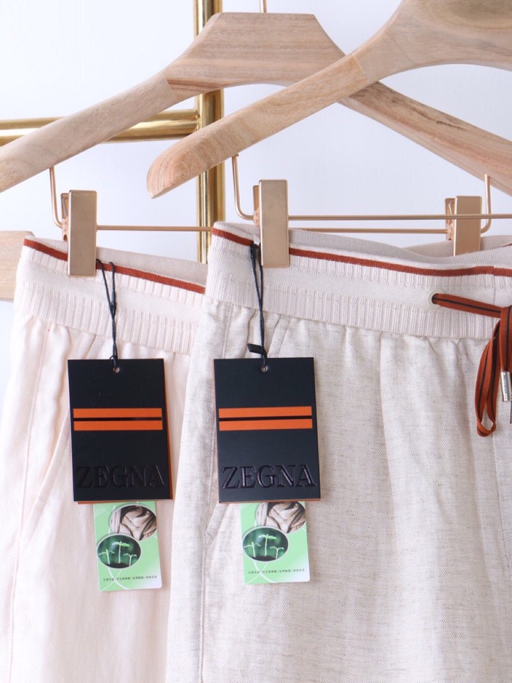  Ermenegildo Zegna 杰尼亚拼接天丝麻老钱风五分裤短裤，Z家男士人字纹，天丝亚麻混纺休闲