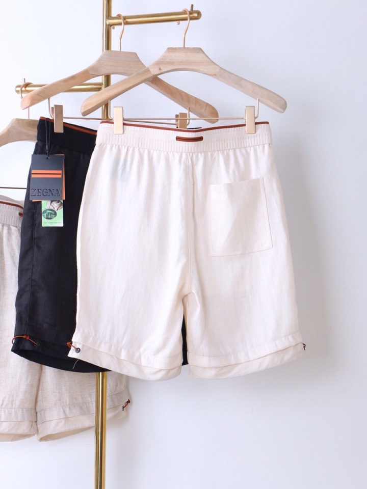  Ermenegildo Zegna 杰尼亚拼接天丝麻老钱风五分裤短裤，Z家男士人字纹，天丝亚麻混纺休闲