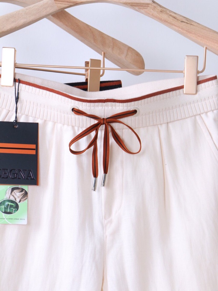  Ermenegildo Zegna 杰尼亚拼接天丝麻老钱风五分裤短裤，Z家男士人字纹，天丝亚麻混纺休闲