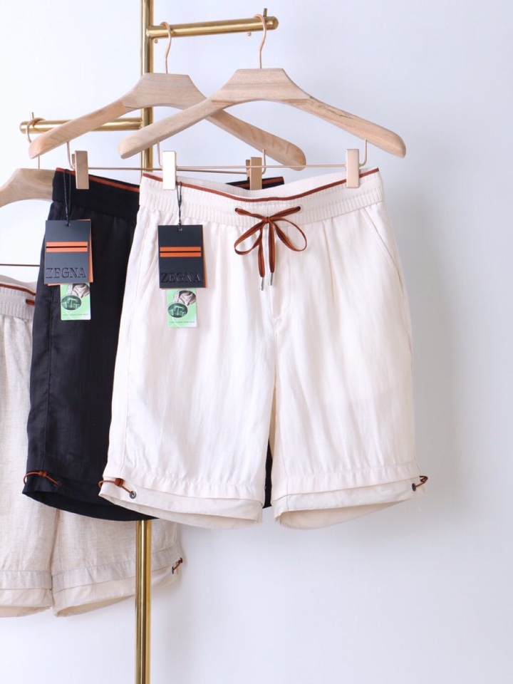  Ermenegildo Zegna 杰尼亚拼接天丝麻老钱风五分裤短裤，Z家男士人字纹，天丝亚麻混纺休闲