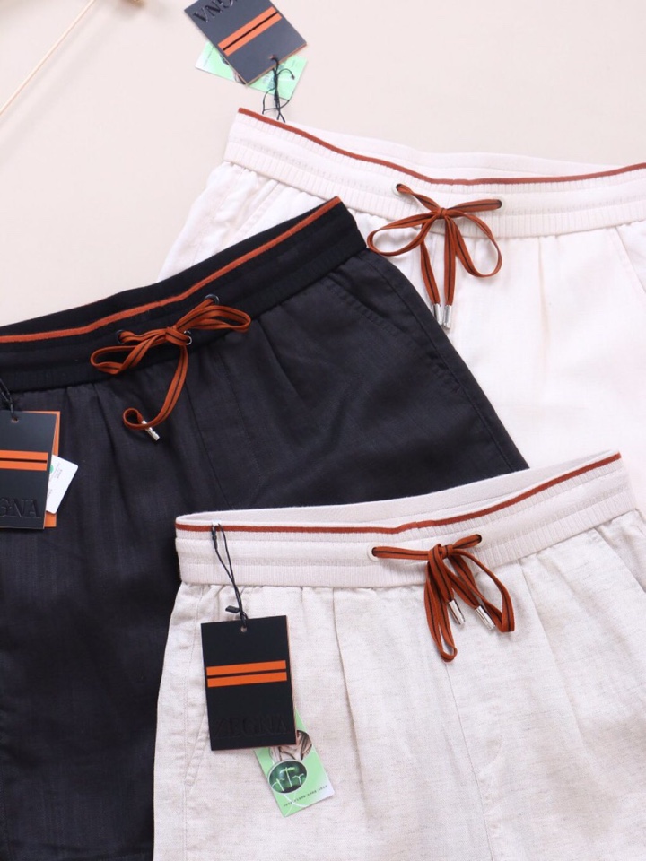  Ermenegildo Zegna 杰尼亚拼接天丝麻老钱风五分裤短裤，Z家男士人字纹，天丝亚麻混纺休闲