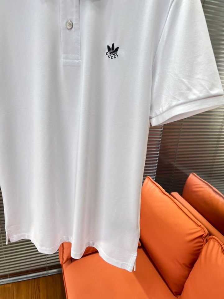  Gucci 古奇25春夏新款男士撞色珠地网眼棉短袖翻领T恤Polo衫，原版珠地棉面料，可商务可休闲！2