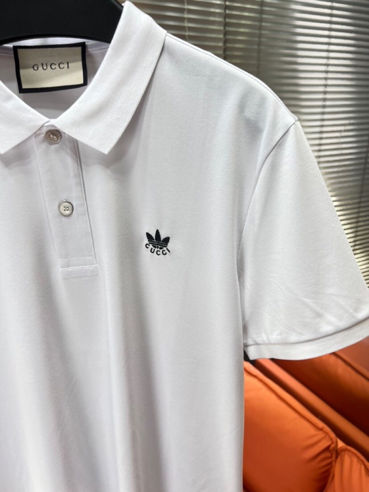  Gucci 古奇25春夏新款男士撞色珠地网眼棉短袖翻领T恤Polo衫，原版珠地棉面料，可商务可休闲！2