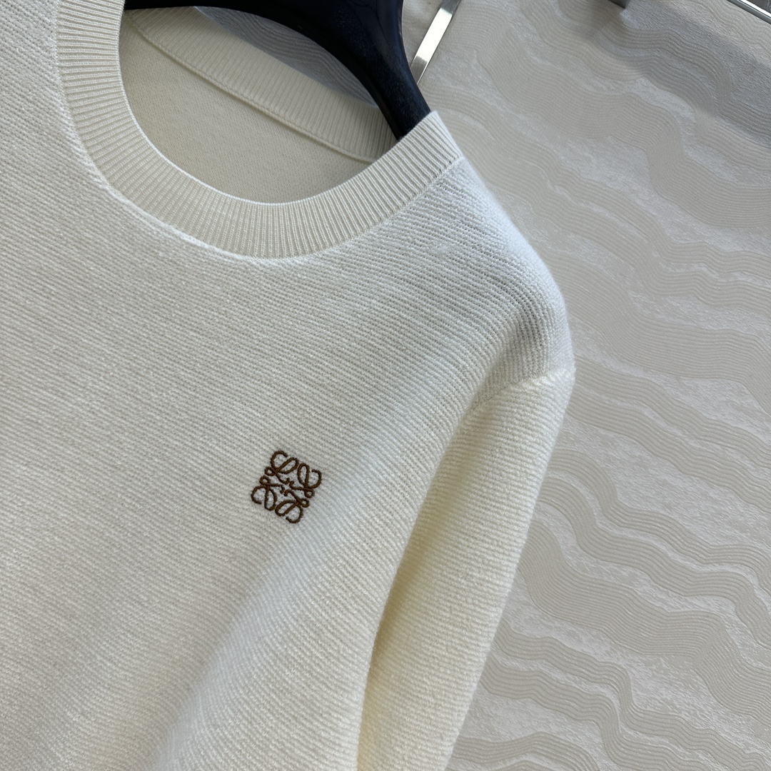 Loewe Embroidered Logo Round Neck Wool Sweater - Soft, Comfortable, Stylish 5 i1755804589 5215 3
