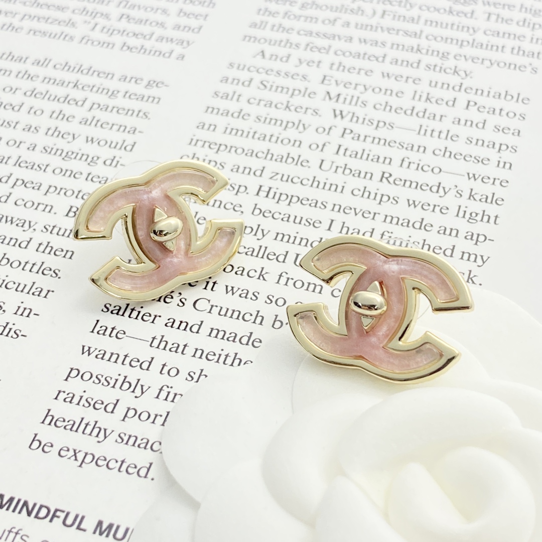 Chanel Pink CC Logo Earrings with Gold Trim, Elegant and Chic 7 i1755842795 1629 5