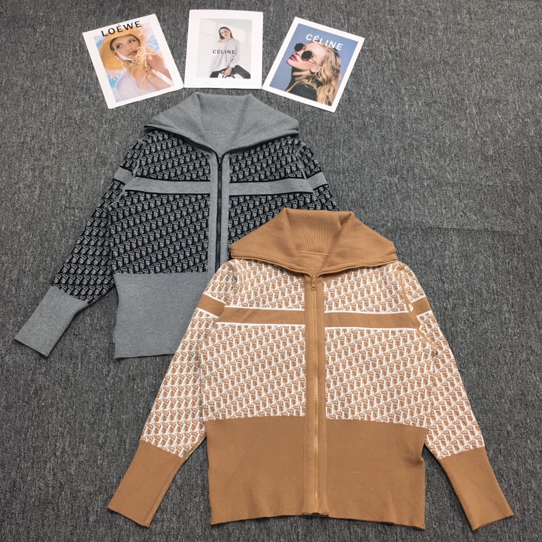 NO:475089,0257 Dijia new double-sided wearable knitted presbyterian letters waist-hugging long-sleeved cardigan SML gray, apricot, dior, alexander wang198609090257 迪家新款双面可穿针织老花字母收腰长袖开衫 SML 灰色、杏色,,dior,alexander wang,Women's clothing