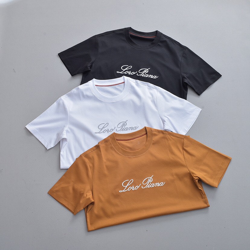  Loro Piana 诺悠翩雅lP🆕 官方同步乱针绣短袖圆领T恤，60支丝光液氨丝光双面短袖圆领T恤\