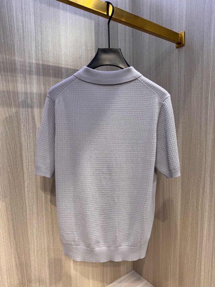  Loro Piana 诺悠翩雅lP🆕 春夏最新男士无纽扣短袖翻领T恤针织衫，精选高档天丝和羊毛混纺80