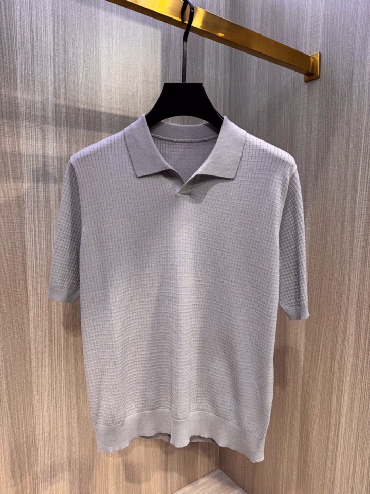  Loro Piana 诺悠翩雅lP🆕 春夏最新男士无纽扣短袖翻领T恤针织衫，精选高档天丝和羊毛混纺80
