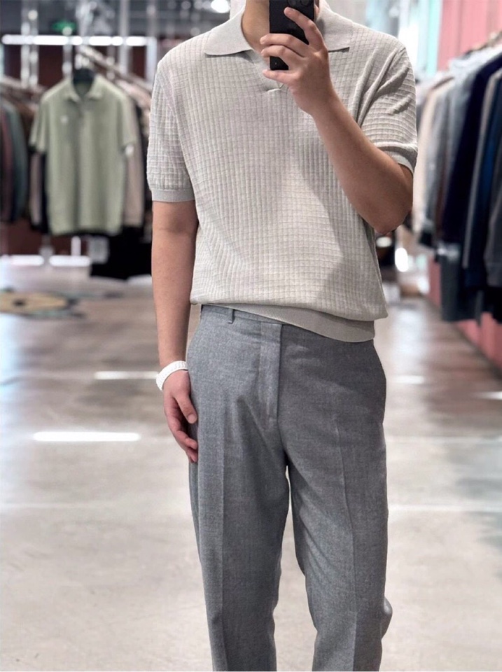  Loro Piana 诺悠翩雅lP🆕 春夏最新男士无纽扣短袖翻领T恤针织衫，精选高档天丝和羊毛混纺80